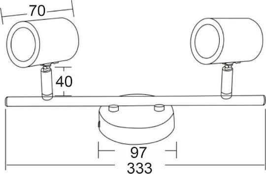 Aca Orfeas Double Spot with Socket GU10 Aca Orfeas Double Spot with Socket GU10