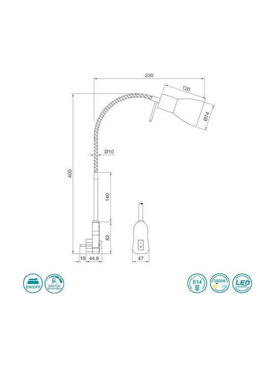 Trio Lighting Levisto Μονό Σποτ με Ντουί E14 σε Ασημί Χρώμα