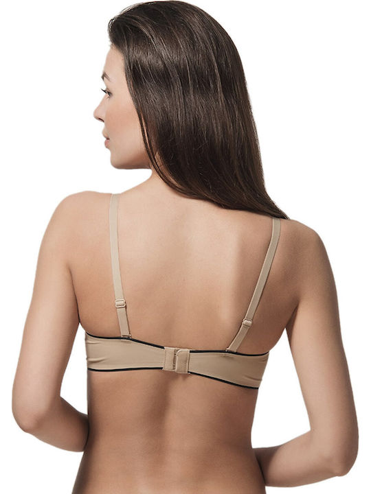 Miracle One Beige/Black Σουτιέν Push Up χωρίς Μπανέλες