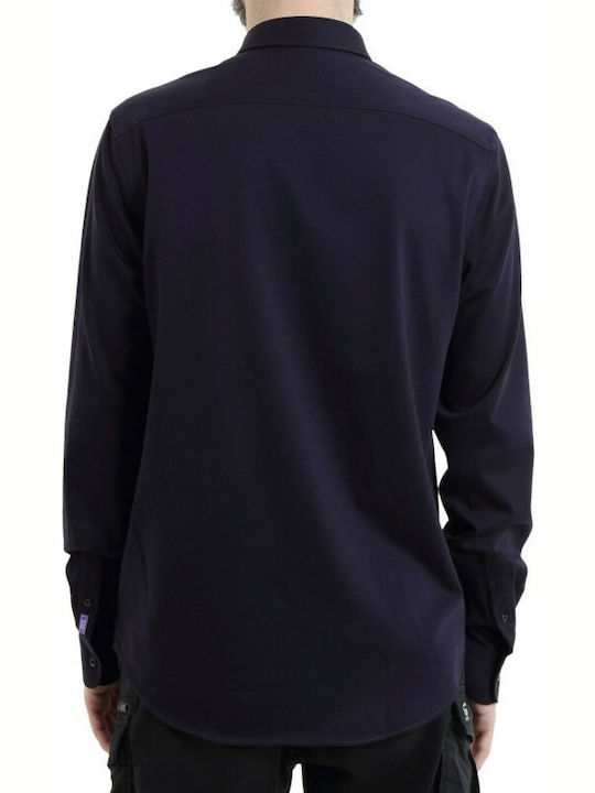 Scotch & Soda Men's Shirt Long Sleeve Cotton Navy Blue