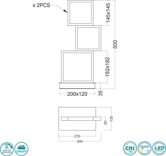 Trio Lighting Διακοσμητικό Φωτιστικό Sorrento LED Θερμό Λευκό 3000K 24x13x50εκ.