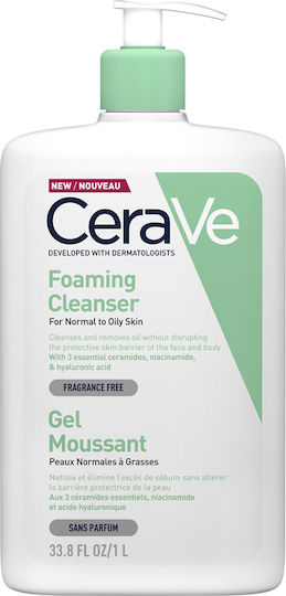 CeraVe Foaming Gel Normal To Oily Shower Gel with Ceramides for Nourishing 1000ml