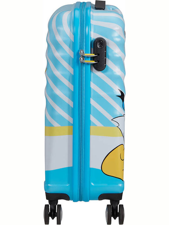 American Tourister Wavebreaker Disney Kids Cabin Hard Suitcase Light Blue with 4 Wheels Height 55cm