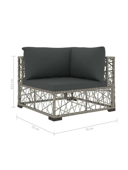 Canapea De Colț Pentru Exterior Din Rattan Cu Perne 70x70x52.5cm