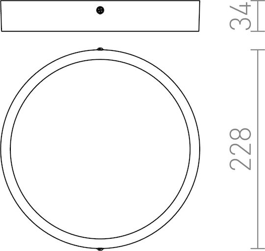 Rendl Light Studio Hue R 22 Ceiling Rund Draußen LED Panel 24W mit Warmes Weiß Licht 3000K
