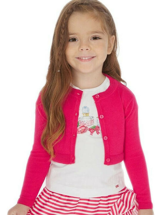 Mayoral Girls Knitted Cardigan with Buttons Fuchsia