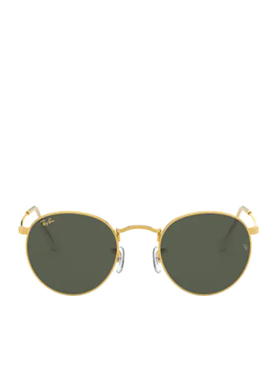 Ray Ban Round Metal Unisex Sunglasses with Gold Metal Frame and Green Lens RB3447 9196/31