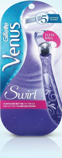 Venus Swirl Razor pentru corp cu Cap de schimb 5 lame și bandă lubrifiantă