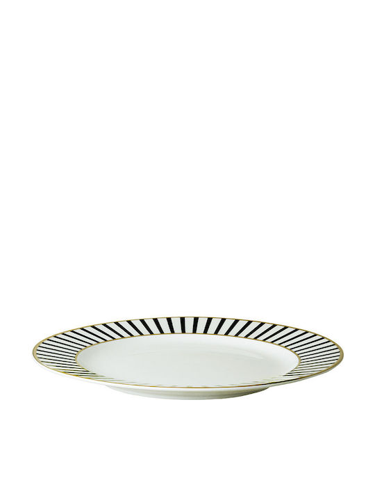 Dutch Rose Dessert Plate Stripe Plate Desert made of Porcelain Gold with Diameter 18cm