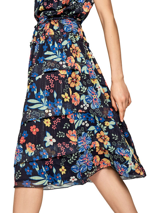 Donna Midi Rock Blau
