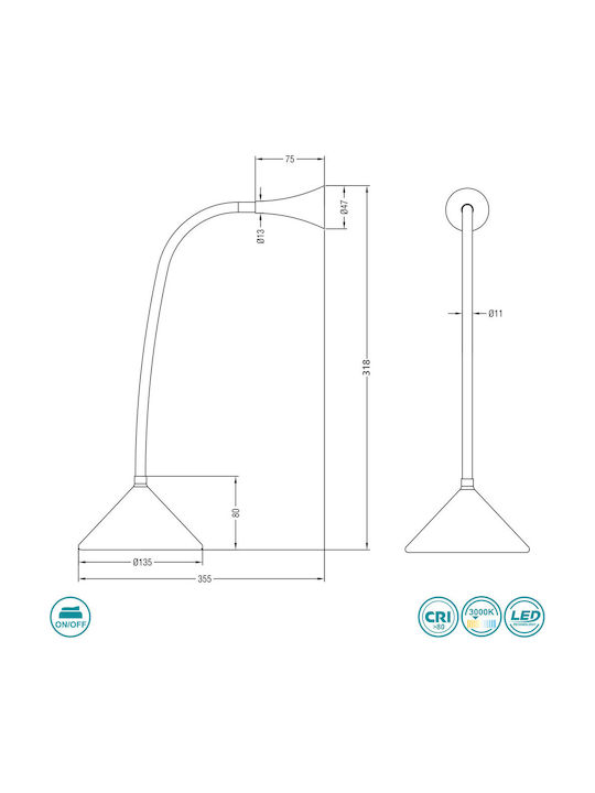 Trio Lighting Viper LED Bürobeleuchtung mit flexiblem Arm in Grün Farbe