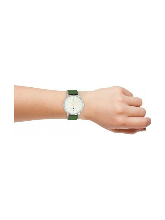 Oozoo Watch with Green Leather Strap