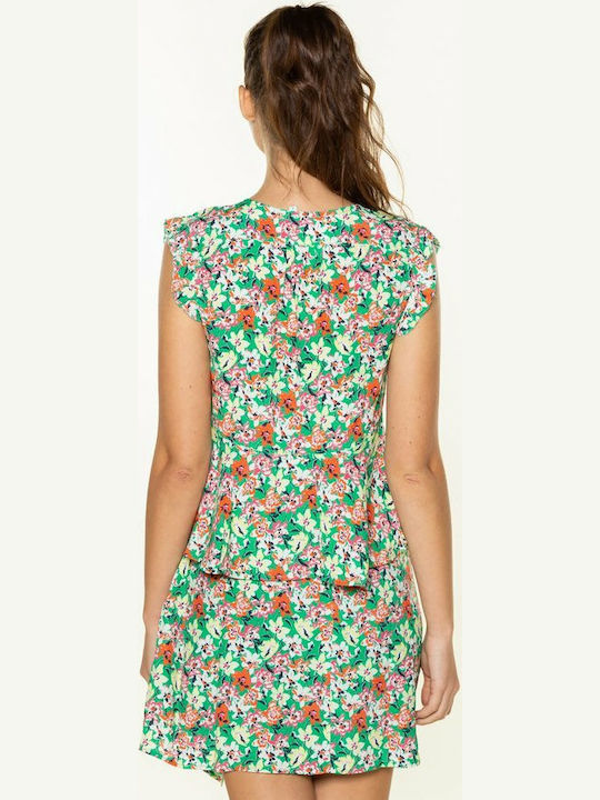 Pepe Jeans Martha Women's Summer Blouse Sleeveless with V Neckline Floral Green