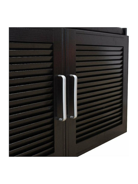 Crispy Wooden Shoe Organizer with 3 Shelves Brown 94x34.5x60cm