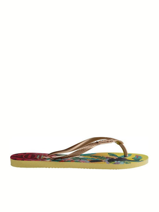 Slim Tropical Damen Zehentrenner in Gold Farbe