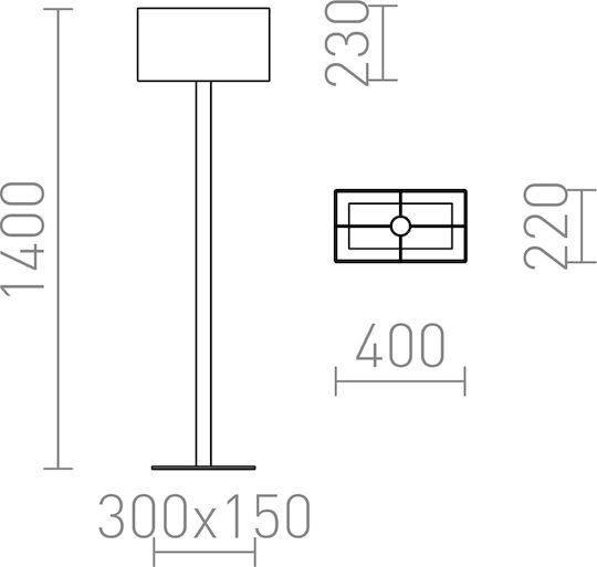 Rendl Light Studio Plaza Floor Floor Lamp H160xW40cm. with Socket for Bulb E27 White