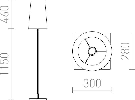 Rendl Light Studio Lulu Floor Floor Lamp H161xW30cm. with Socket for Bulb E27 White