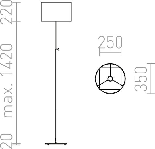Rendl Light Studio Edika Floor Floor Lamp H148.5xW35cm. with Socket for Bulb E27 Brown
