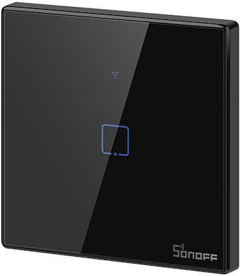 Sonoff TX-T3EU1C Χωνευτός Διακόπτης Τοίχου Wi-Fi για Έλεγχο Φωτισμού με Πλαίσιο και Ένα Πλήκτρο Αφής Φωτιζόμενος Μαύρος