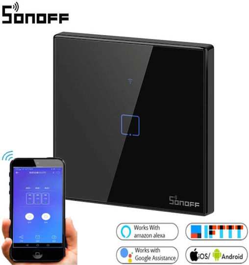 Sonoff Recessed Touch Wall Switch Wi-Fi Lighting One-Way with Frame Black