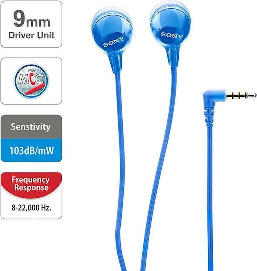 Sony MDR-EX15AP In-ear Handsfree with 3.5mm Connector Blue