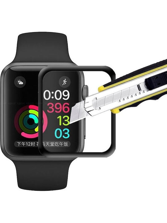 Black Full Face Tempered Glass pentru Apple Watch 38mm 1buc Series2
