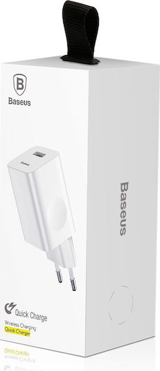 Baseus Φορτιστής Χωρίς Καλώδιο με Θύρα USB-A 24W Quick Charge 3.0 Λευκός (CCALL-BX02)