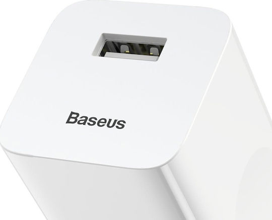 Baseus Φορτιστής Χωρίς Καλώδιο με Θύρα USB-A 24W Quick Charge 3.0 Λευκός (CCALL-BX02)