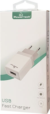Powertech Charger Without Cable with USB-A Port Whites (PT-759)