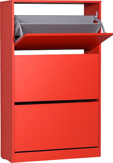 Holz Schuhschrank Step 18 mit 3 Regalen Rot L73xW26xH119cm