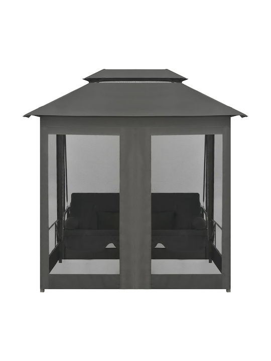 Garten & Veranda Schaukel mit Basis und Kissen 3 Sitze Metallisch Gray L220xB160xH240cm
