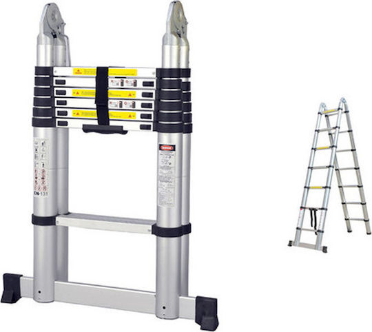 Herzberg Telescopic Ladder Aluminum 7 of Steps with Maximum Height 5.6m HG-5560