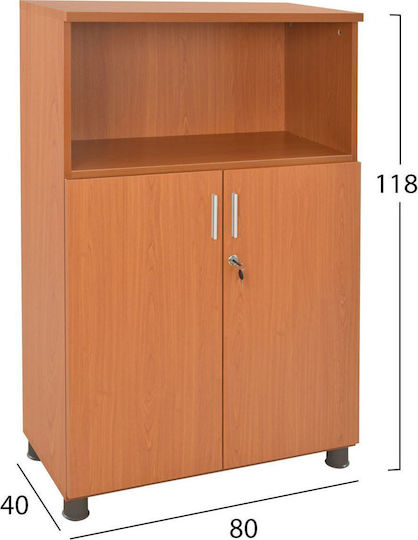 Büroaufbewahrungsschrank Vance Holz mit Schloss Kirsche 80x40x118cm
