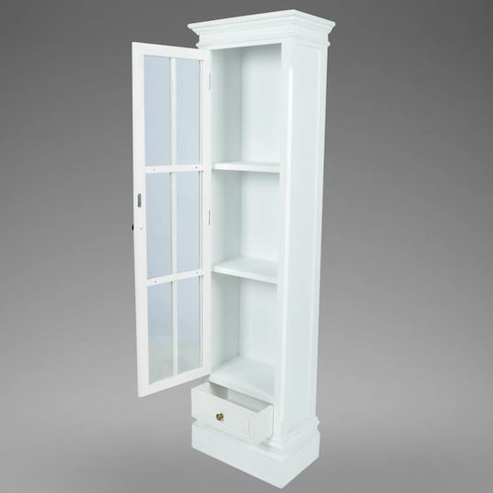 Bodenstehende Wohnzimmer Vitrine aus MDF Weiß Verglast 41x26x147 cm
