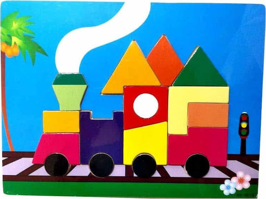Ξύλινο Παιδικό Puzzle Σφηνώματα Τρενάκι για 2+ Ετών 17pcs Anelixi