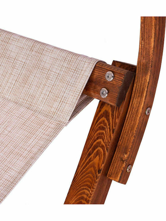 Șezlong Lemn Colby cu Țesătură Textilene și Parasolar Bej 221x105x162cm