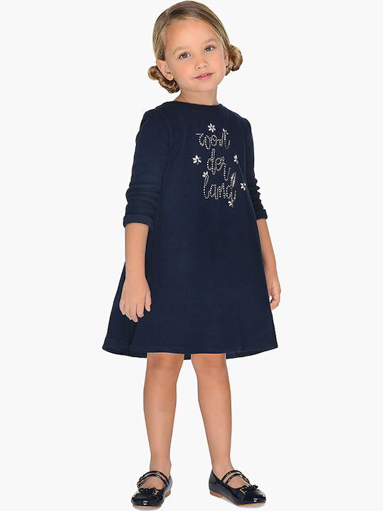 Mayoral Kids Dress Long Sleeve Navy Blue