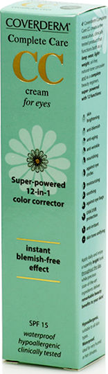 Coverderm Complete Care Cremă de Ochi CC pentru Hidratare Cearcane și Pungi Sub Ochi Light Beige cu Factor de Protecție Solară 15 SPF 15ml