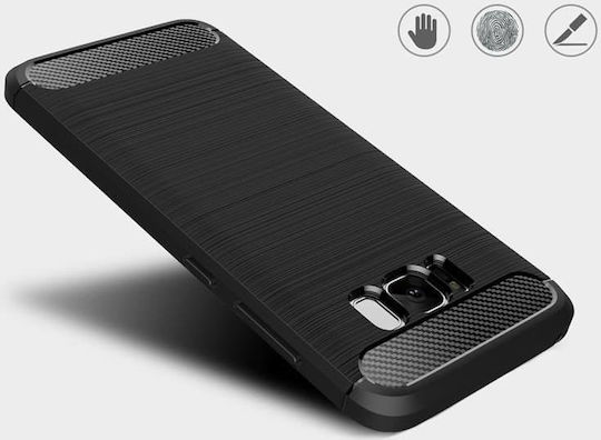 Hurtel Tech Protect Carbon Задна корица Силикон Черен (Galaxy S8)