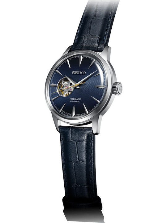 Seiko Presage Basic Line Herrenuhr 40.5mm Automatisch mit Blau Lederarmband