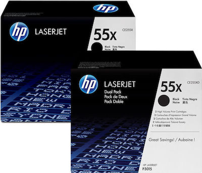 HP 55X Multipack Toner Laserdrucker Schwarz Hohe Rendite 2Stück (CE255XD)