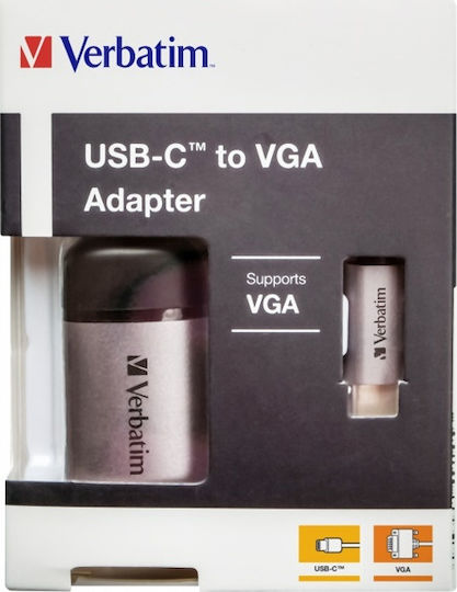 Verbatim Μετατροπέας USB-C male σε VGA female Γκρι 1τμχ 49145