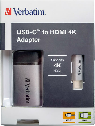 Verbatim Converter HDMI female to USB-C male Gray 1pcs 49143