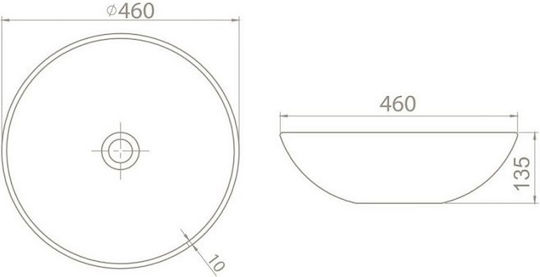 Cerastyle Zero Countertop Sink Porcelain 46x46x13.5cm White