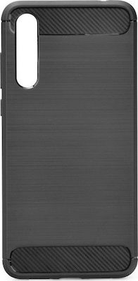 Hurtel Carbon Fibre Brushed TPU Backcover Silicone Back Cover Black (Huawei P20)