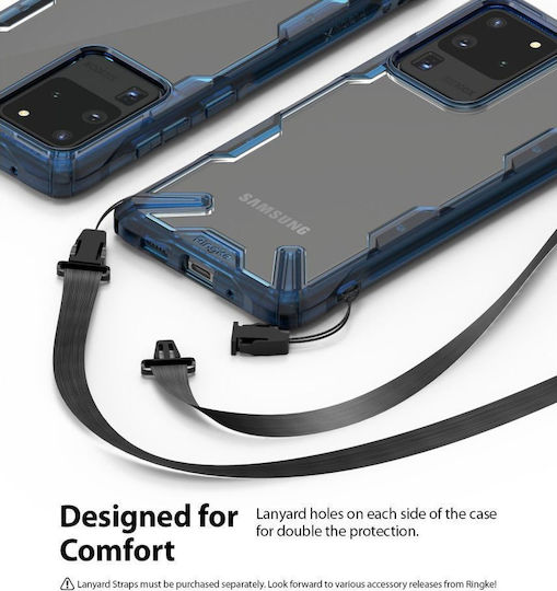 Ringke Fusion-X Back Cover Σιλικόνης 2mm με Λουράκι Μπλε (Galaxy S20 Ultra)