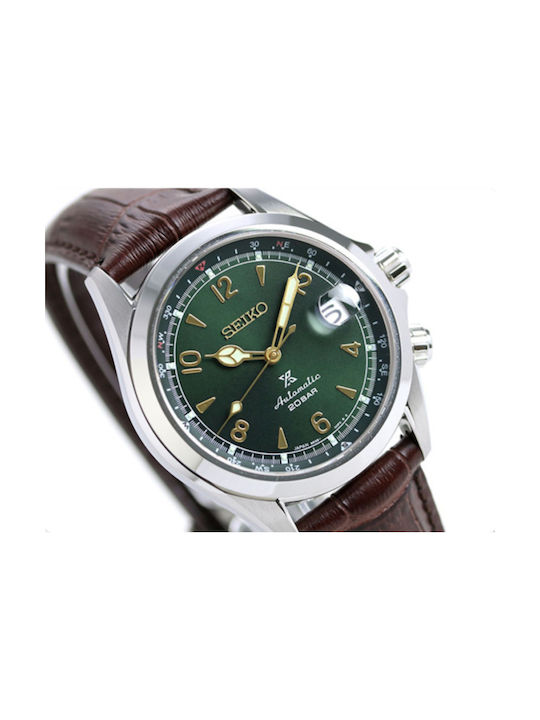 Seiko Prospex Ανδρικό Ρολόι 39.5mm Αυτόματο με Καφέ Δερμάτινο Λουράκι