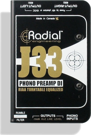 Radial J33 Ενεργό DI Box 2 Καναλιών με Τροφοδοσία Ρεύματος και Phantom Power
