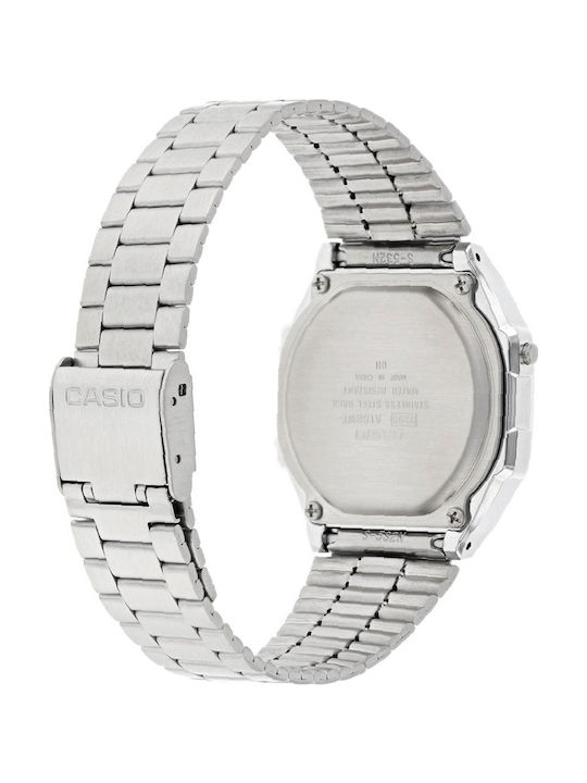 Casio Vintage Iconic Digital Men's Watch 36.3mm Battery with Silver Metal Bracelet