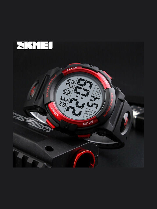 Skmei 1258 Digital Men's Watch 50mm Battery with Rubber Strap Red